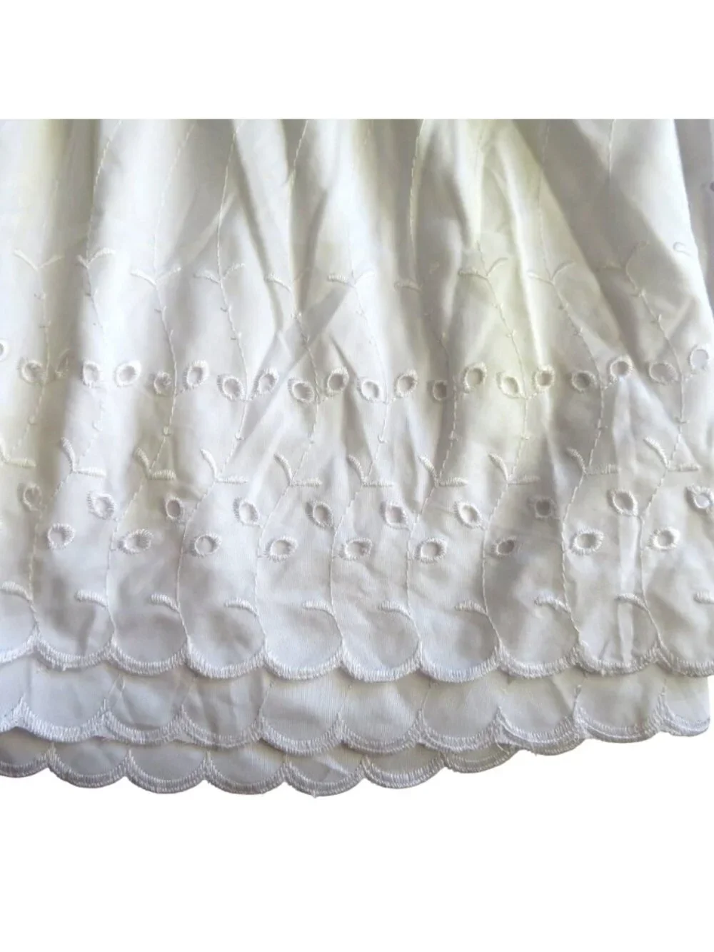 White Twin Bed Skirt Eyelet Embroidery Scalloped Hem14